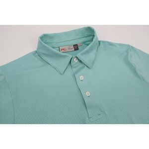 KJUS Mens Small Soren Aqua Blue Striped Golf‎ Shirt Polo Performance Size 48